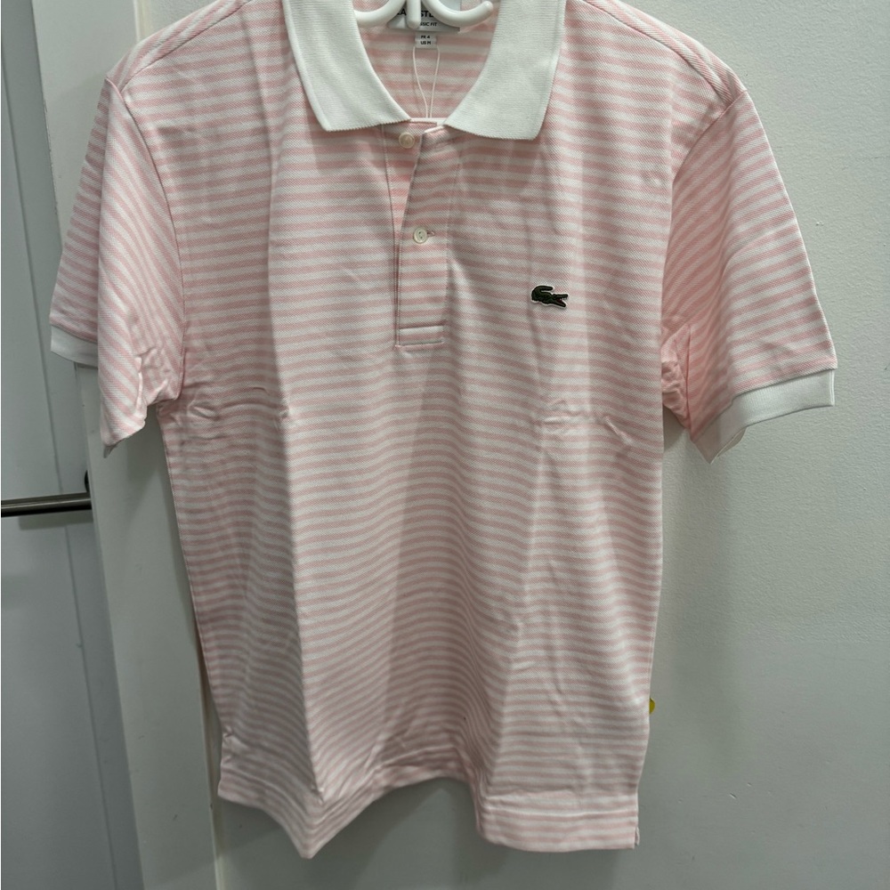 Lacoste Men's Pink Striped Polo Shirt